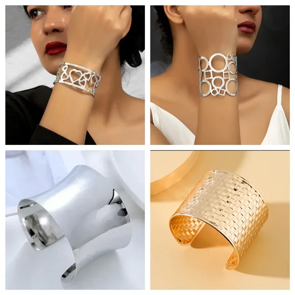 Silver Cuff Bracelet Chic Sleek - Picture 5 of 7